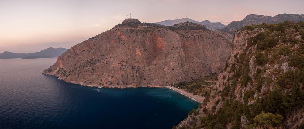 Butterfly valley sunset panorama, Turkey