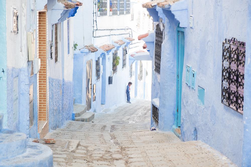 Girl in blue in Chefchaouen, Morocco