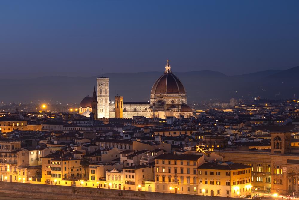 Foggy winter sunset over Florence, Tuscany, Italy