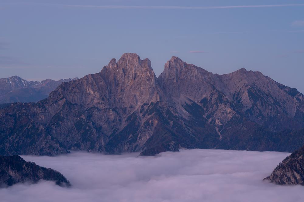 A sea of fog below the Gesäuse massif, Styria, Austria
