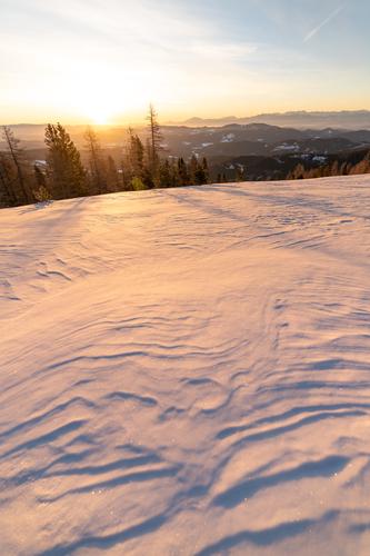 Winter sunrise at Hochrindl, Carinthia, Austria