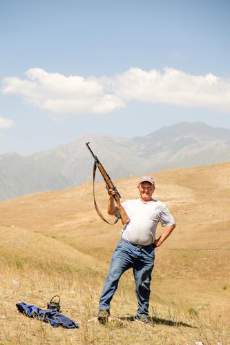 A hunter posing in Kyrgyzstan