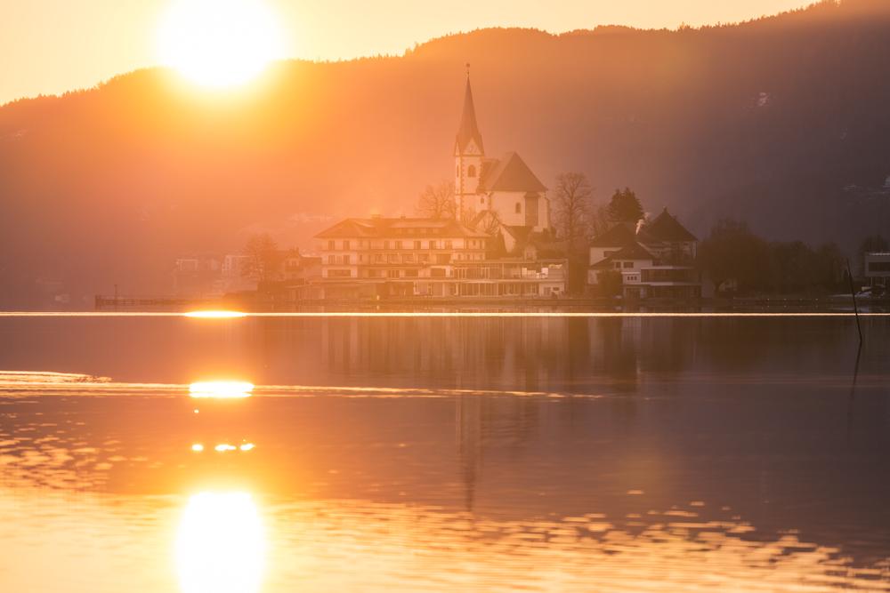 Sunrise over Maria Wörth, Wörthersee, Austria