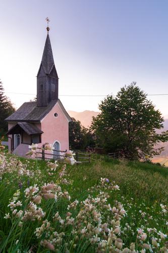 Pink church, Carinthia, Austria