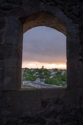 Burning sunset from Rabati Castle in Akhaltsikhe, Georgia