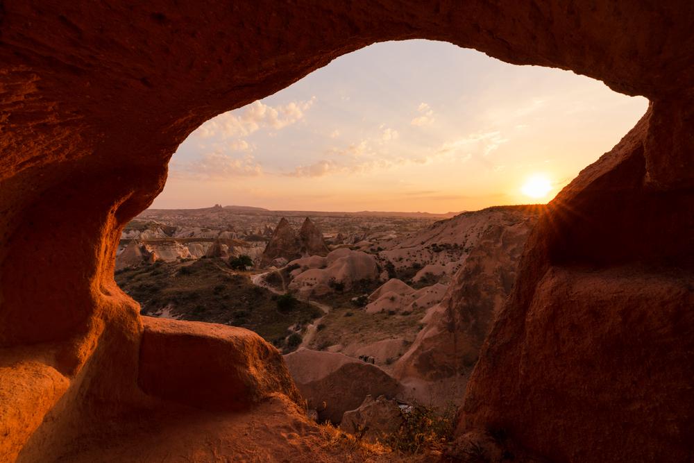 Sunset over Cappadocia from Rose Valley, Turkey
