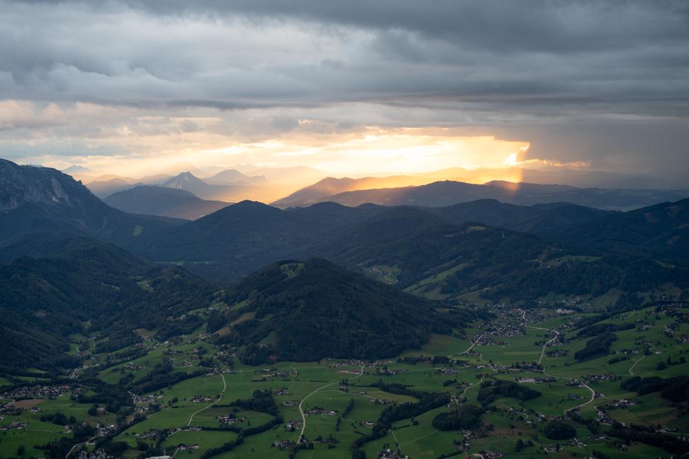 Stormy sunset over Traunsee, Austria