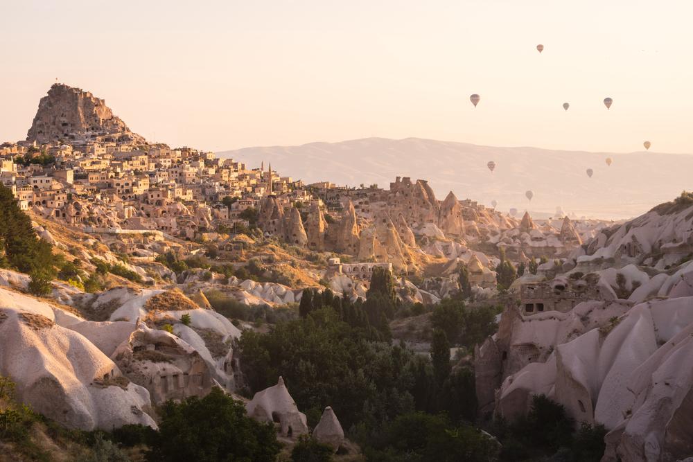 Uçhisar in early morning light, Cappadocia, Turkey